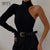 Hollow Out Shoulder Long Sleeve Turtleneck Bodysuit