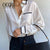 White Chiffon Long Sleeve Blouse With Pocket